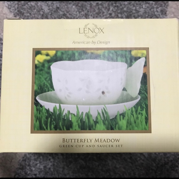 Lenox Butterfly Meadow Figural Green Cup & Saucer